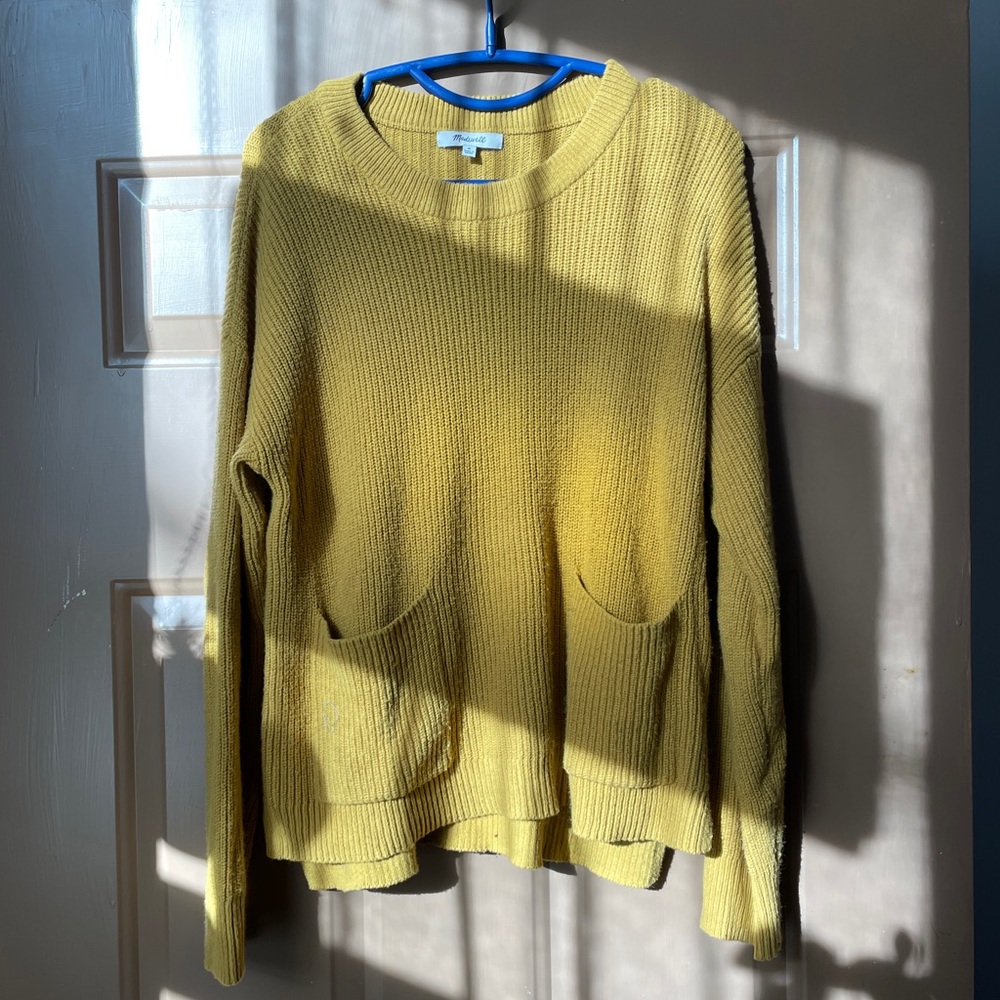Madewell yellow sweater with pockets women’s medium M vintage look